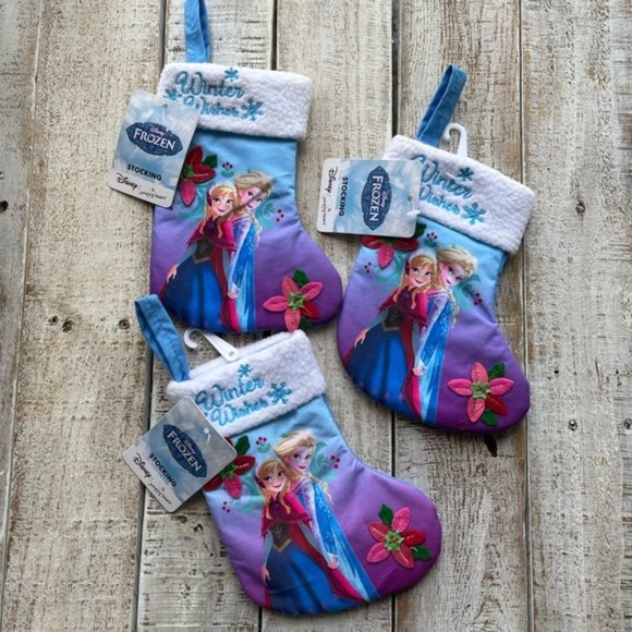 NWT Disney Frozen Elsa & Anna Winter Wishes 9" Mini Stocking 3 pc - Picture 1 of 3